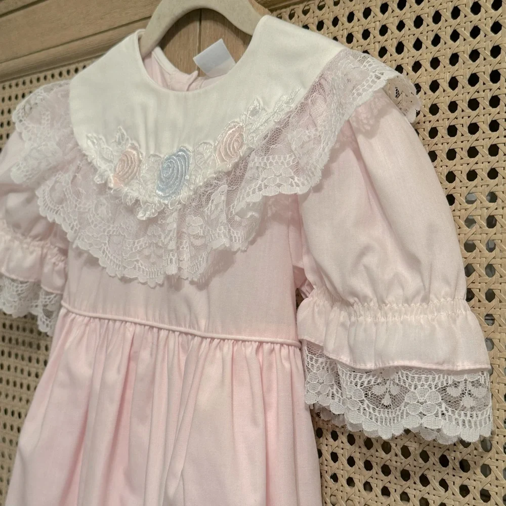 Vintage | Bryan|  pink embroidered dress